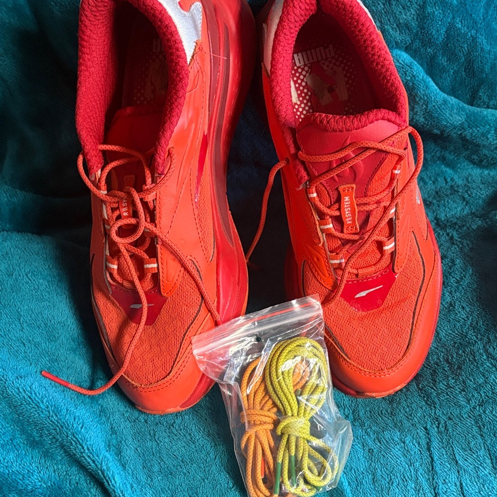 Puma Kids Bright Red Lace-Up Sneakers with Extra Laces
